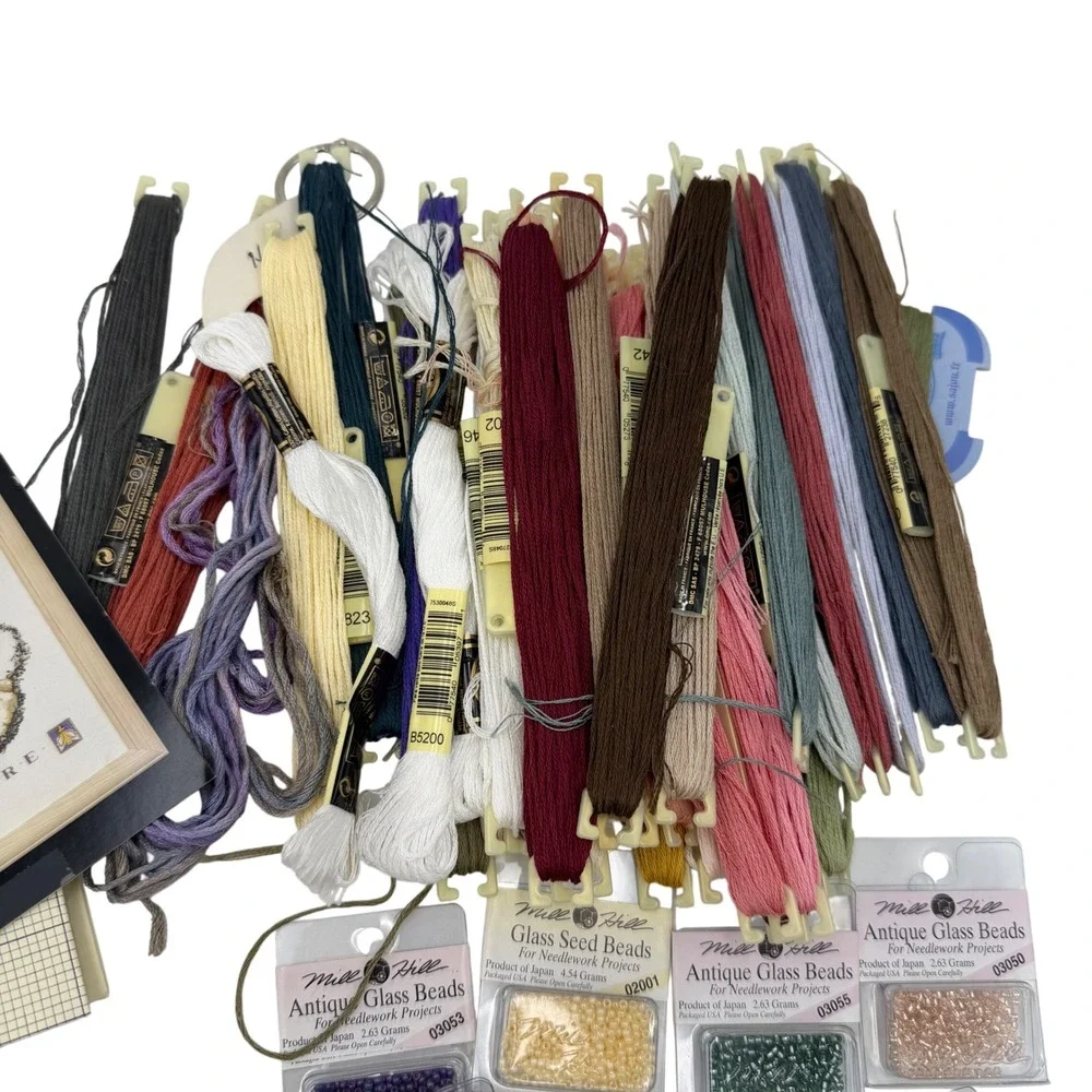 Mirabilia Angels Dwell Here‎ Cross Stitch Kit DMC Floss Mill Hill Beads Case